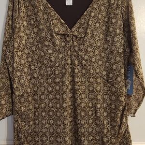Nine West Brown Patterned Women's Top